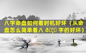 八字命盘如何看时机好坏（从命盘怎么简单看八 🦁 字的好坏）